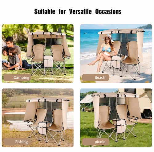Double lounge chairs with sunshade