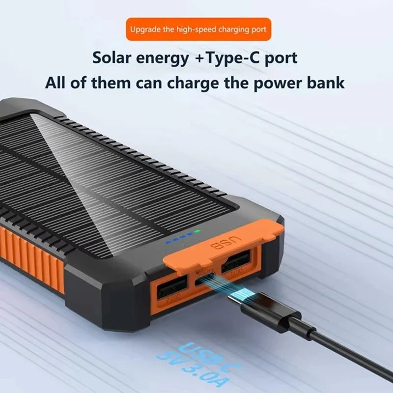 Lenovo 500000mah Solar Power Bank 500000mAh with LED Flashlight & Compass