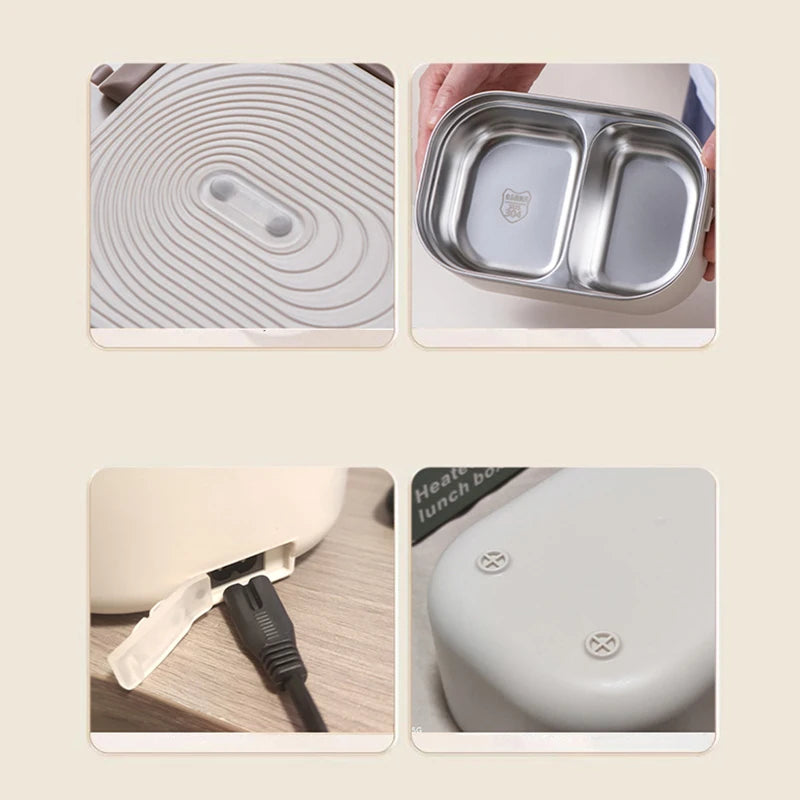 Electric Heating Lunch Box - Stainless Steel Portable Food Warmer