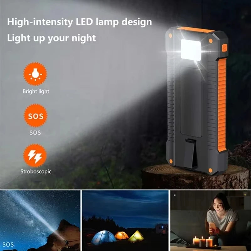 Lenovo 500000mah Solar Power Bank 500000mAh with LED Flashlight & Compass