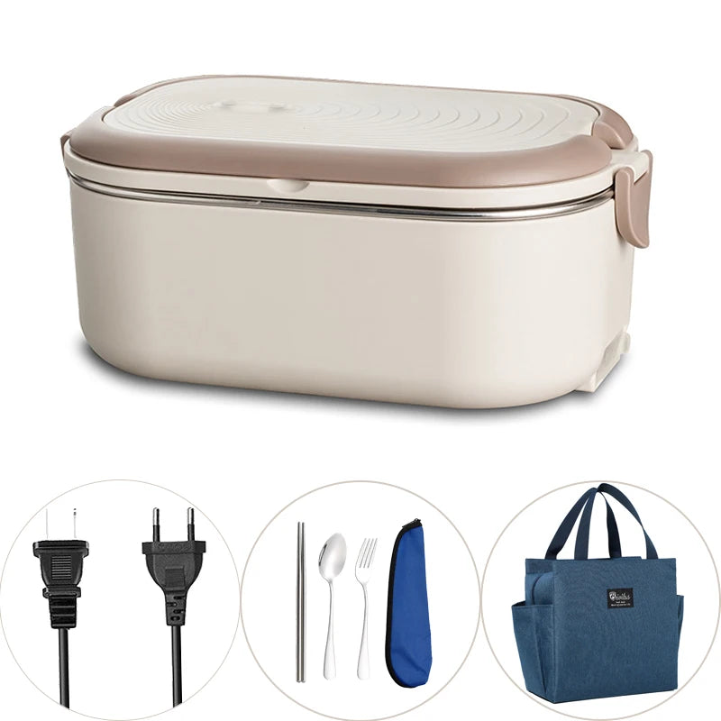 Electric Heating Lunch Box - Stainless Steel Portable Food Warmer